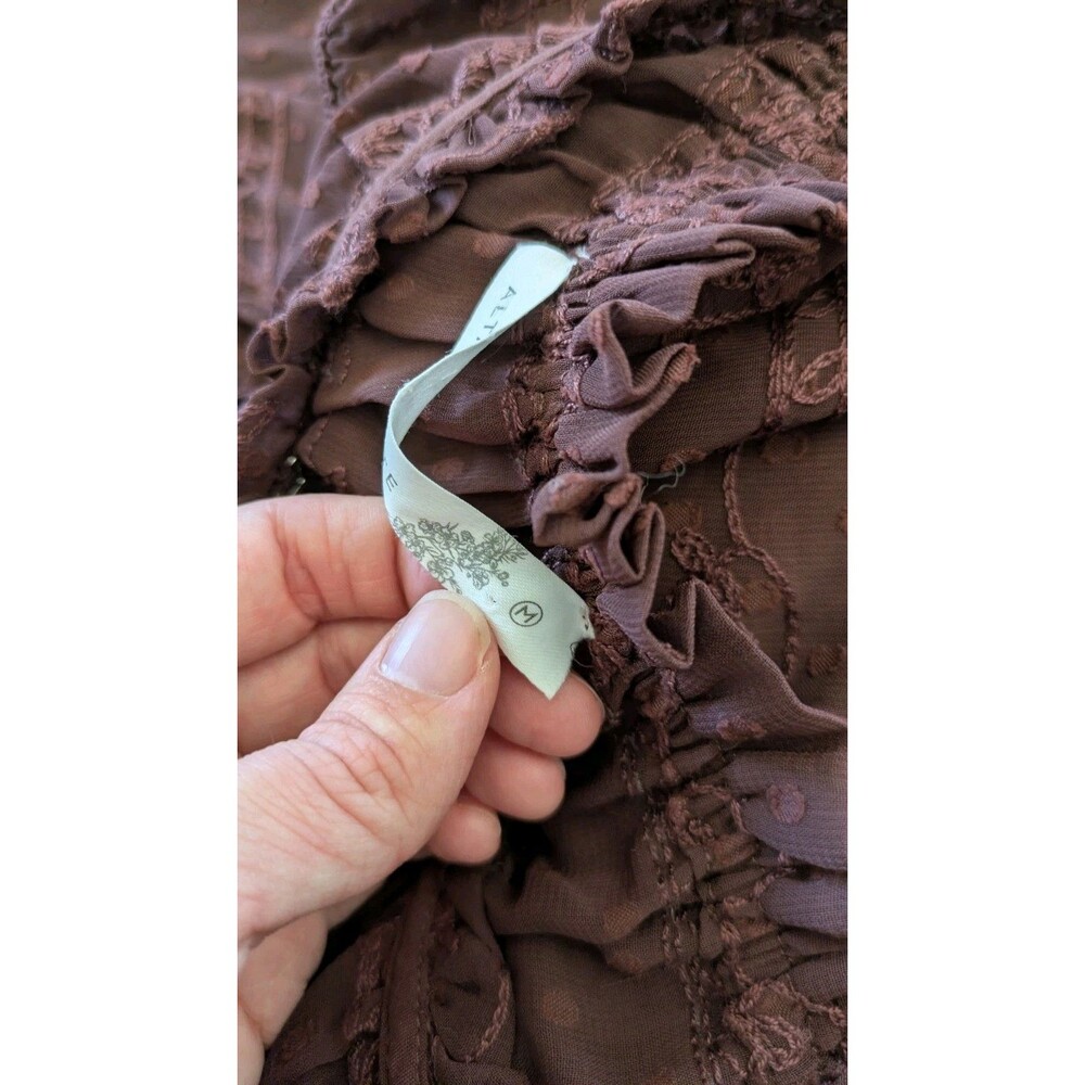 Altard State Sheer Maxi Duster Tie Front Dress M Embroidered Fairy Grunge Brown - Picture 9 of 15